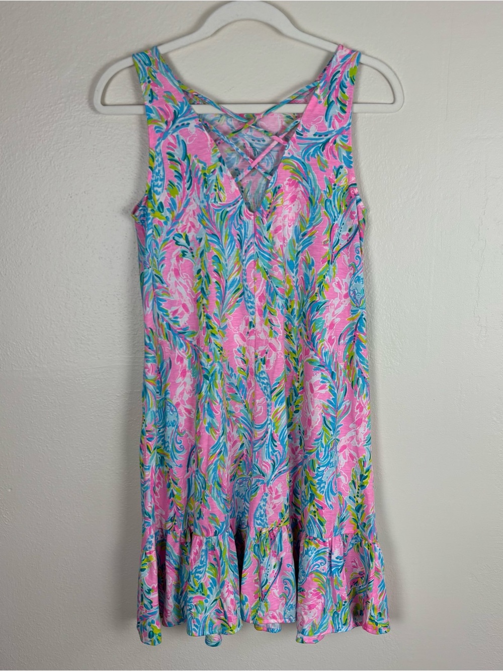 Lilly Pulitzer Kristen Flounce Dress Size XS Sleeveless Unicorn Of The Sea Pink - Picture 8 of 10